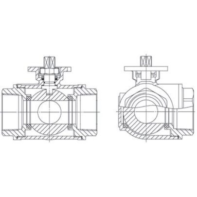 Кран шаровый трехходовой КПР-Т3-L (L-ТИП) 