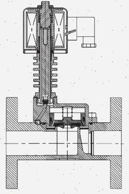 YCPG11-40F - Клапан электромагнитный фланцевый нормально-закрытый непрямого действия с поршнем 